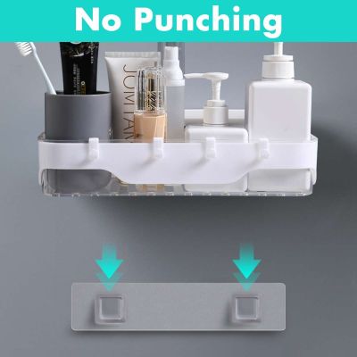 【HOT】◇㍿■  Shelf Organizer Shampoo Holder No Punching Wall Mounted Storage Basket Adhesive Makeup Rack