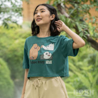 DOSH WOMENS CROPPED T-SHIRTS WE BARE BEARS เสื้อยืดทรงครอป ผู้หญิง 9DBBWT1021-GR