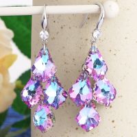 ZOSHI 2023 New Design Shiny Crystal Earrings for Women Graceful Multi Color Sequins Drop Dangle Earrings Wedding Party Jewelry