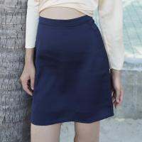 THARA - กระโปรงทรงเอผ้าพริ้ว รุ่น SMOOTH SKIRT - NAVY