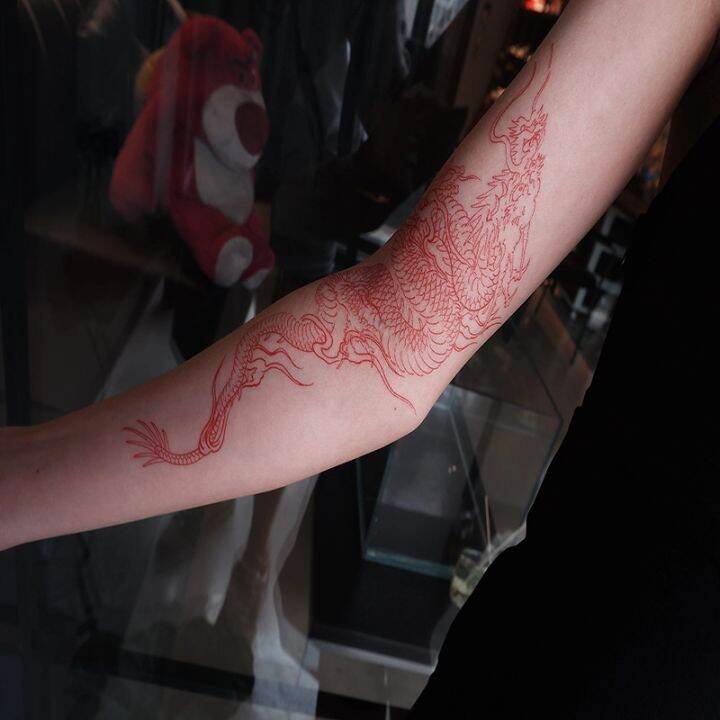 red-dragon-temporary-tattoo-sticker-men-women-arm-body-art-waterproof-fake-tattoo-applique-tattoo-big-size