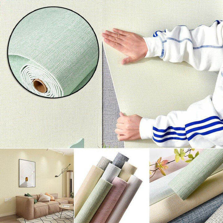 Linen Wallpaper Sticker Adhesive Waterproof Linen Wallpaper Thicken