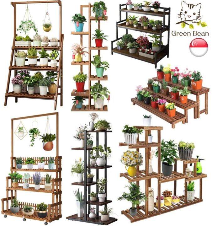 Wooden Plant Racks Multiple Layer Rack Gardening Shelf Single Layer