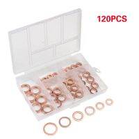 M6-M20 Copper Sealing Solid Gaskets Flat Washers Set Sump Plug Oil Ring, 120Pcs Seal Tool Hardware Accessories