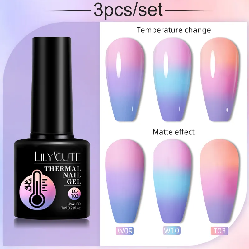 LILYCUTE 3PCS/SET Thermal Gel Nail Art Polish Winter Dark Purple Gradient Color  Change Effect Long Lasting For Nail Art Gel Varnish | Lazada PH