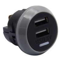 อุปกรณ์ปลั๊กจ่ายไฟตัวเมียที่ชาร์จแบตในรถ USB คู่,พอร์ตคู่12V-24V ที่ชาร์จแบตในรถเร็วสำหรับไฟท้ายรถรถยนต์