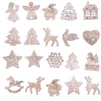 10Pcs Christmas Wooden Pendants House Angel Star Snowflake Design Creative Xmas Tree Hanging Decor for Xmas Party Kids Favors