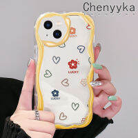 เคส Chenyyka สำหรับ iPhone 14 Pro Max 14 Plus 13 Pro Max 13เคสขนาดเล็กความรักและดอกไม้สวยงามลวดลายเรียบง่ายสีสันสดใสเนื้อครีมขอบลายคลื่นซิลิโคนอ่อนชัดเจนเคสเคสโทรศัพท์โปร่งใสกันกระแทก