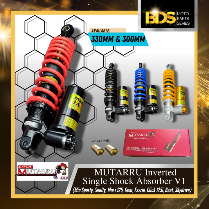 Mutarru Inverted Single Shock Absorber V1 300mm 330mm Mio, Click 125i 