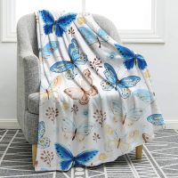 New Style Colourful Butterfly Flannel Throw Blanket King Queen Size for Kid Boys Girls Bed Sofa Decor Lightweight Warm Soft Perfect Gift