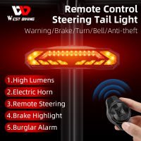WEST ขี่จักรยานจักรยานปลุก IP65กันน้ำชาร์จผ่าน USB จักรยานสัญญาณกันขโมยไฟท้ายเลี้ยวเตือนอัตโนมัติเบรกไฟท้าย