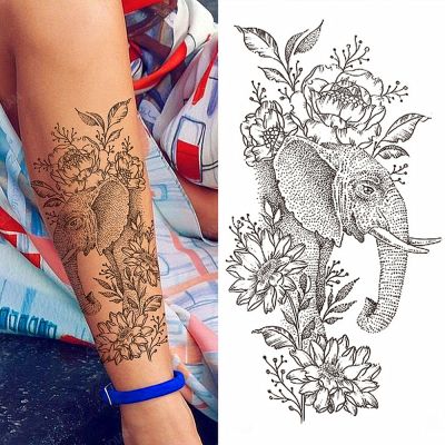 【YF】 Elephant Flower Rose Chrysanthemum Women Waterproof Temporary Tattoos Stickers Arm Leg Cool Art Sexy