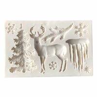 【lz】№❁  3D Epoxy Natal Elk Silicone Molde Pastelaria DIY Árvore De Natal Pingente Bolo Baking Decoração Chocolate Icicle Mold Glacier Snowflake