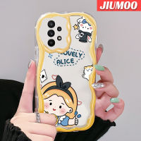 JIUMOO เคสเนื้อครีมกาแลคซีปลอกสำหรับ Samsung A22 4G A22 5G A23 A24ลายการ์ตูนน่ารักอลิซเด็กผู้หญิงลายคลื่นเคสมือถือกันกระแทกแบบใสนิ่มเคสโปร่งใสลายกล้องถ่ายรูปสร้างสรรค์เรียบง่ายอ่อนโยนป้องกัน