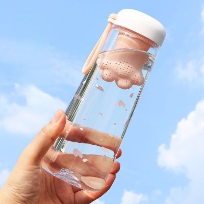 550ml Portable Large Capacity Sport Water Bottle Summer Anti-falling Anti-scald Plastic Cup with Filter Travel Outdoor Appliance