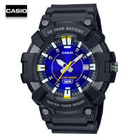 Velashop นาฬิกาข้อมือผู้ชายคาสิโอ CASIO สายเรซินสีดำ หน้าปัดน้ำเงิน แบตเตอรี่ 10 ปี รุ่น MW-610H-2AVDF, MW-610H-2A, MW-610H