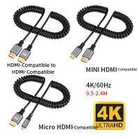 [LUNA electronic accessories] 4K 60HZ 0.5-2.4M HDMI-เข้ากันได้กับ HDMI/MINI HDMI/ Micro HDMI/Coiled Extension ยืดหยุ่นสายแบบเกลียวตัวผู้ไปยังปลั๊ก