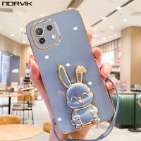 NORVIK Blue เคสมือถือชุบโลหะหรูพร้อมที่ยึดคันเบ็ดและสายคล้องสำหรับ Xiaomi 13 Redmi K60 Note 12 POCO F5 M5 12T 12C 11S 11T 10T 10A 10C M5S M4 X5 X4 F4 c40 GT Lite Pro Plus 4G 5G NE ปลอกอ่อน N1-2