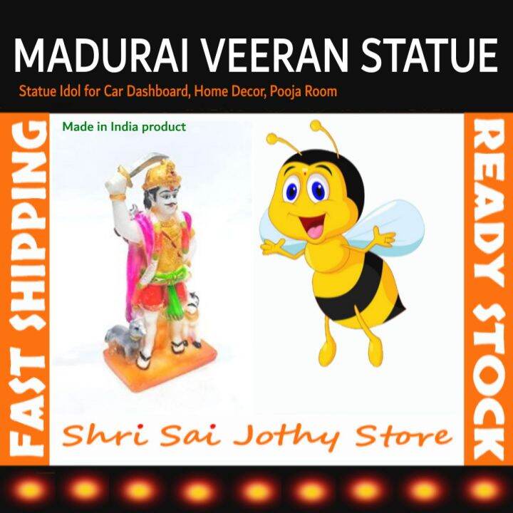 Madurai Veeran Swamy Multi Color Statue Idol for Car Dashboard, Home