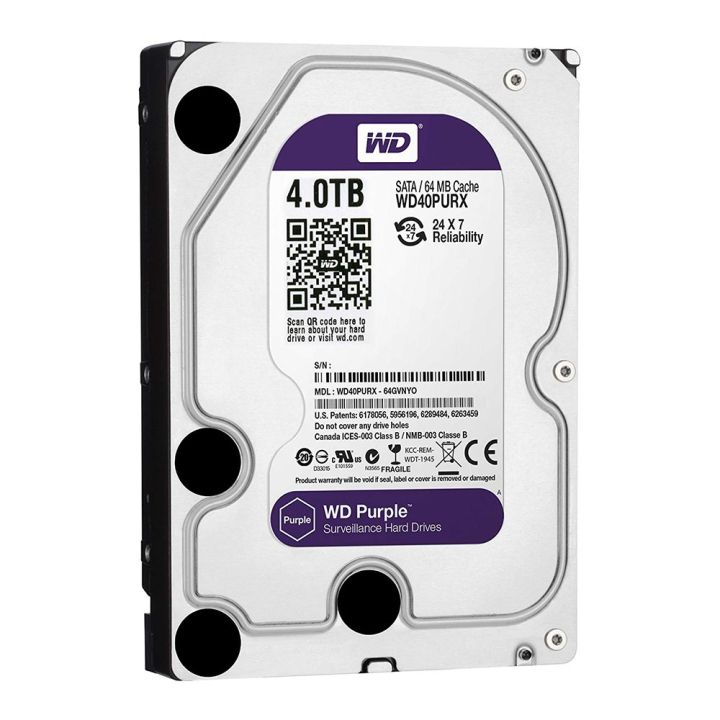 WD 4TB Purple 3.5 HDD CCTV - WD40PURZ (สีม่วง) รับประกัน 3 ปี TRUSTED BY SYNNEX