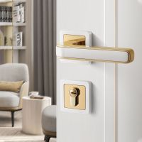 Modern Bedroom Door Lock Indoor Magnetic Mute Door Lock Simple Wooden Door Lock Golden Household Split Room Door Lock