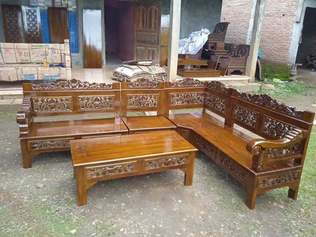 kursi sudut kayu jati asli jepara sudut minimalis model bagong