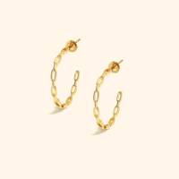 Shependece ต่างหูห่วงก้านโซ่บาง (Slim Chain Link Hoop Earrings)