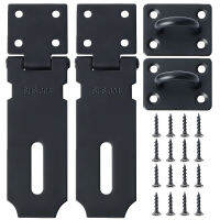 2Pcs 4นิ้ว304สแตนเลสสตีล Matte Black Buckle Anti-Theft ประตูล็อคประตู Hasp สำหรับประตูกล่องตู้เย็น