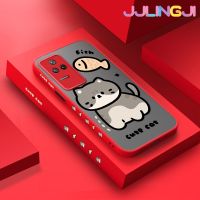 Jlingji เคสสำหรับ Xiaomi Poco F4 Redmi K50 Pro K40s การ์ตูนแมวน่ารักบางมีน้ำค้างแข็งโปร่งใสแข็งขอบสี่เหลี่ยมกันกระแทกรูปแบบปลอกซิลิโคนป้องกันคลุมทั้งหมด Softcase