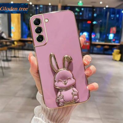 Andyh New Design For Samsung S23 S23 Plus S23 Ultra S22 Plus S22 Pro S22 Ultra Case Luxury 3D Stereo Stand Bracket Smile Rabbit Electroplating Smooth Phone Case Fashion Cute Soft Case