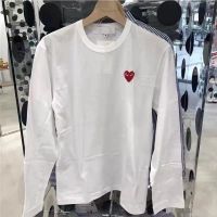 ได้♂Rei Kawakubo CDG PLAY ทันสมัยเสื้อยืด Love แขนยาวรุ่นตรงสำหรับผู้ชายและผู้หญิงผ้าฝ้ายทรงหลวมสไตล์เดียวกันเล่นได้กับทุกชุด