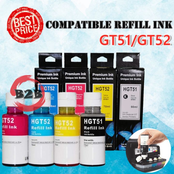 Hp Gt51 Gt52 Smart Tank Ink Dye Ink Compatible Refill Ink For Hp Deskjet Gt 5810 5820 Lazada Ph 4702