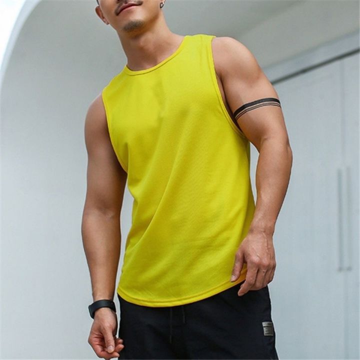 m-4xl-เสื้อกล้ามผู้ชาย-เสื้อแขนกุด-men-plain-quick-drying-fitness-singlets-sleeveless-sports-training-tank-top