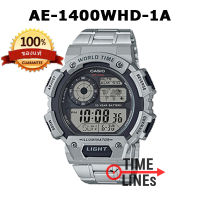 CASIO ของแท้ รุ่น AE-1400WHD-1A นาฬิกาผู้ชาย DIGITAL สาย Stainless พร้อมกล่องและรับประกัน 1 ปี AE1400 AE1400WD AE-1400 AE-1400WD