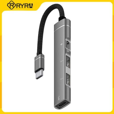 ฮับ USB-C 4-In-1ชนิดอะลูมินัมอัลลอยตัวแยกสัญญาณชนิด C กับตัวขยาย USB รองรับการชาร์จ PD USB ความเร็วสูงฮับสำหรับอุปกรณ์คอมพิวเตอร์ Feona