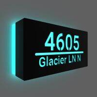 Custom LED House Number Outdoor Illuminated House Number Waterproof Stainless Steel Sign Metal Address Number Plaque Wall Stickers Decals