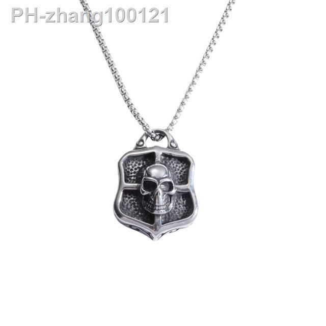 vintage-gothic-skull-shield-cross-pendant-for-men-and-women-stainless-steel-punk-necklace-halloween-jewelry-accessories