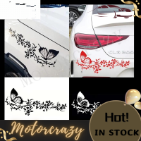 Motorcrazy Flying Butterfly Flower Car Decal Water-resistant Car Door Window Sticker Decor High Stickiness Car-Styling Vinyl Stickers 2pcs