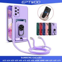 EPTWOO สำหรับ Samsung Galaxy A13 A14 A24 A34 A54 A23 A33 A53 A73 A32 A52 A52S A72 A04S A04 A51 A71 4G 5G กรณีโทรศัพท์ Crossbody สร้อยคอกระเป๋าสตางค์ปลอกผู้ถือแหวนนุ่มปกหลัง TYKB-02