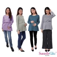 SummerGlitz Maternity &amp; Nursing Cotton Long Sleeve T-Shirt Baju Mengandung Menyusu Labuh Selak Panjang