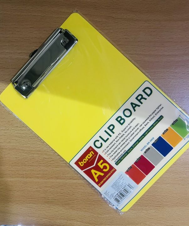 clip-board-a5-คลิปบอร์ดพลาสติก-ขนาด-a5-แผ่นรองเขียน-กระดานรองเขียนพลาสติก-คละสี