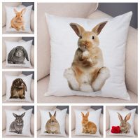 Home Decor Cute Rabbit Pet Pillowcase Sofa Kids Room Lovely Bunny Animal Print Cushion Cover Polyester Pillow Case 45x45cm
