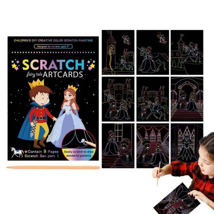 scratch-paper-art-set-rainbow-scratch-off-craft-kit-black-scratch-paper-set-9-sheets-of-double-sided-scratch-odorless-rainbow-paper-for-diy-crafts-sturdy