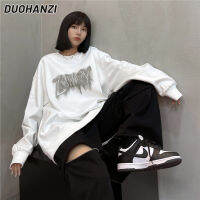 DUOHANZI เสื้อสเวตเตอร์มีฮู้ดสำหรับผู้หญิง,สเวตเชิ้ตคอกลมมีฮู้ดอเมริกาแบบย้อนยุคสำหรับผู้หญิงทรงหลวมใส่ได้หลายโอกาสพร้อมเสื้อโค้ทฤดูใบไม้ร่วงและฤดูหนาวเนื้อหนาผ้ากำมะหยี่อินเทรนด์