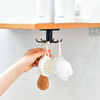 360Degrees Rotated Kitchen Hooks Self Adhesive 6 Hook Kitchen Accessories Cutlery Holder Dish Drainer Cloth Tie Bag Hanging Rack