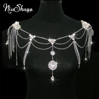 NSY Rhinestone Crystal Shinny Bridal Shoulder Necklace Women Pageant Prom Wedding Shoulder Jewelry Chain Necklaces