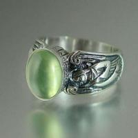 Guardian Angel Ring Mint Green Black Moonstone Ring for Woman Vintage Men Stone Ring Boho Jewelry Gift To Girlfriend