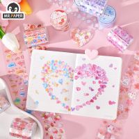 Mr.paper 8 Style Cute Laser Die-cutting Tape Girls Heart Hand Account Decoration Material DIY Masking Sticker Tape Label Maker Tape