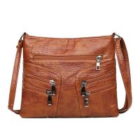 【jw】♝❖♗  2021 Washed Pu Leather Crossbody Female Multi-pockets Messenger Color Large Capacity