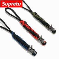 Supretu Retro Vikings Warrior Men Keychain Bag Knife Pendant Women Car Keyring Navy Survival Lanyard Rope Handmade Lucky Jewelry